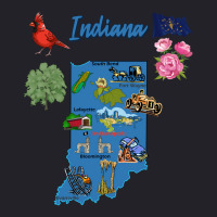 Indiana State Tourist Map With Landmarks And Famou Unisex Sherpa-lined Denim Jacket | Artistshot