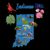 Indiana State Tourist Map With Landmarks And Famou Men's 3/4 Sleeve Pajama Set | Artistshot