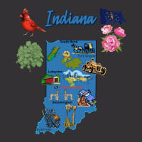 Indiana State Tourist Map With Landmarks And Famou Vintage Hoodie | Artistshot