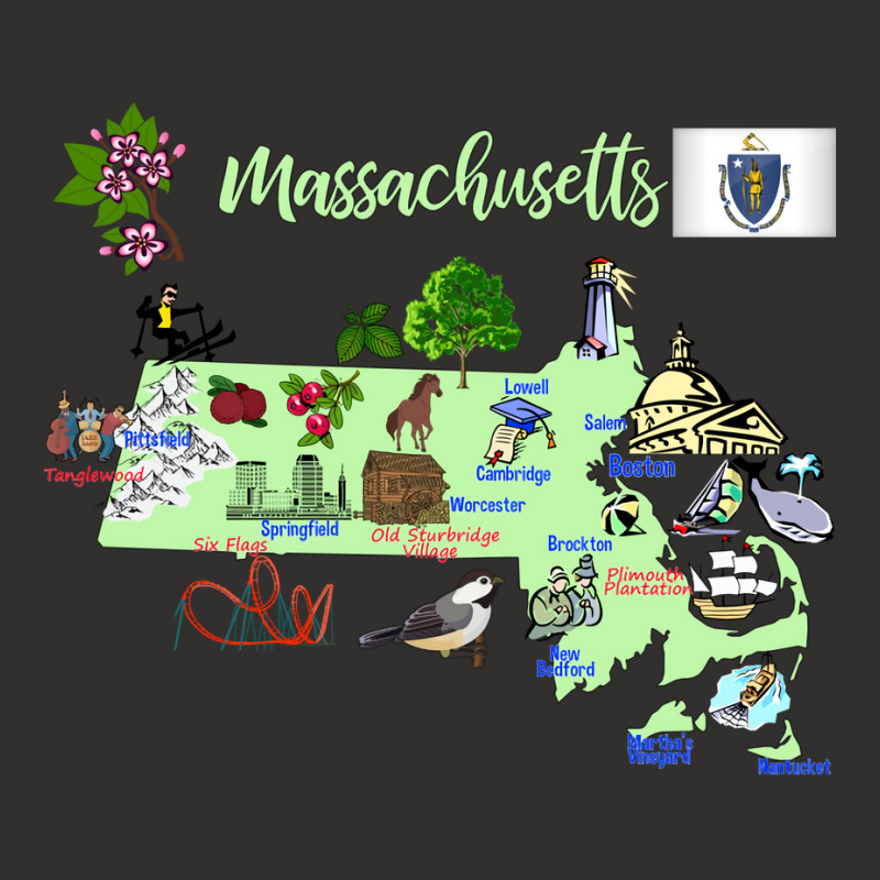 Tourism Map Of Massachusetts State Usa Major Citie Champion Hoodie | Artistshot