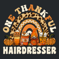 One Thankful Hairdresser Thanksgiving Rainbow Leop Crewneck Sweatshirt | Artistshot