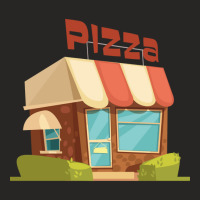 Cartoon Casual Pizza Shop Ladies Fitted T-shirt | Artistshot