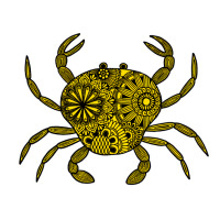 Mandala Crab Yellow And Black Aesthetic 3/4 Sleeve Shirt | Artistshot