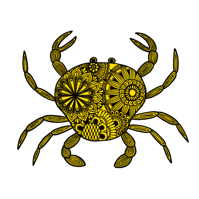 Mandala Crab Yellow And Black Aesthetic 3/4 Sleeve Shirt | Artistshot