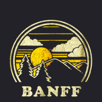 Banff Alberta Canada  Vintage Hiking Mountains Yel Unisex Sherpa-lined Denim Jacket | Artistshot