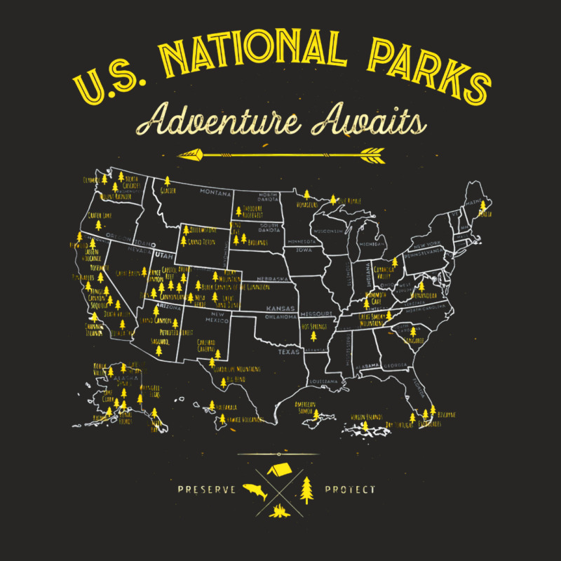 National Parks Map Camping Hiking Summer Ladies Fitted T-Shirt by kacskakannah | Artistshot