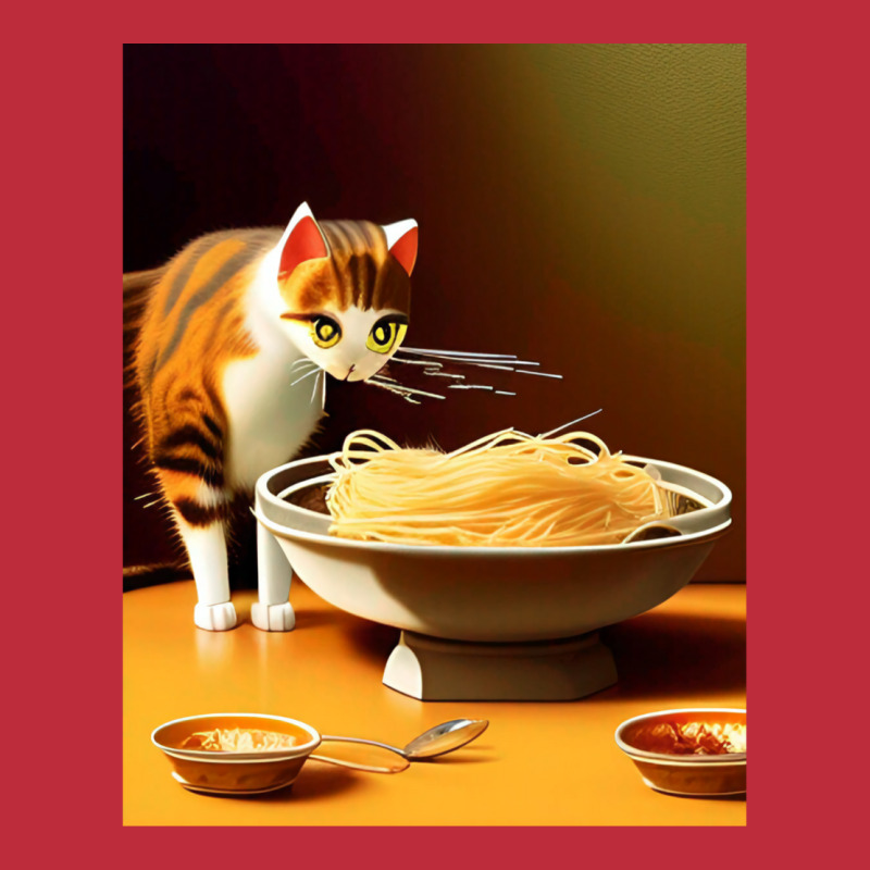 Cat Eating Spaghetti Sticker 2023 Pocket T-shirt | Artistshot