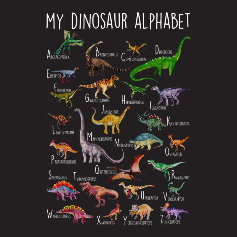 Types Of Dinosaurs Alphabet A Z Abc Dino Rex Ident T-shirt | Artistshot