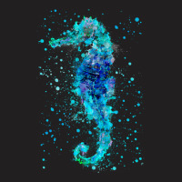 Blue Watercolor Seahorse T-shirt | Artistshot