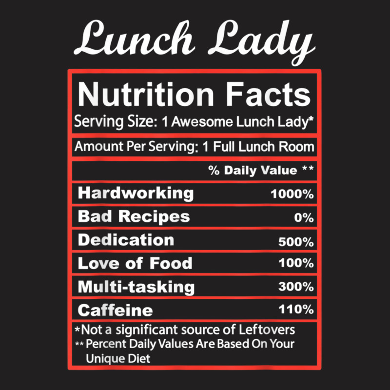 Funny Lunch Lady Nutrition Facts School Cafeteria T-shirt | Artistshot