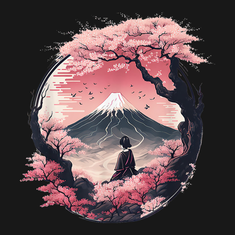 Mount Fuji Cherry Blossoms Geisha Japanese Garden Flannel Shirt | Artistshot