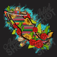 Mexico Map With Leopard And Sunflowers T-shirt | Artistshot