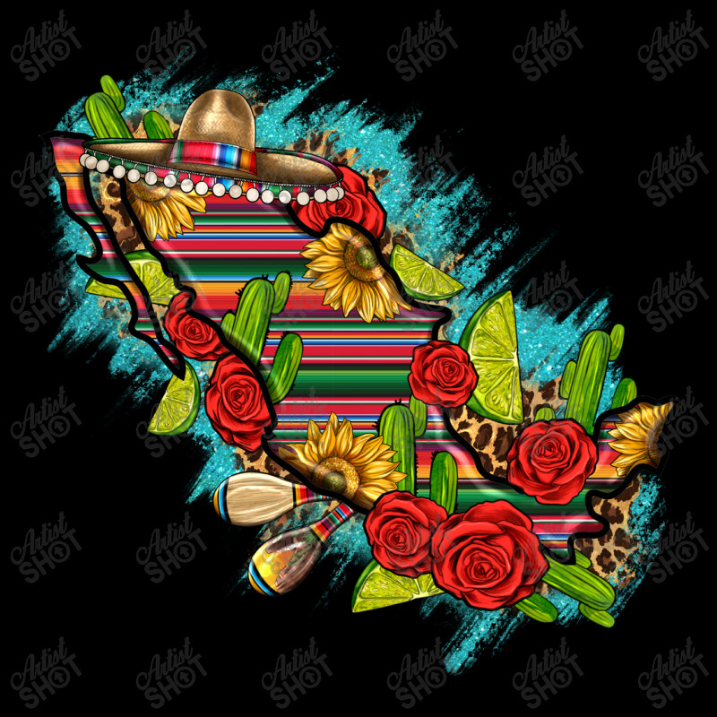 Mexico Map With Leopard And Sunflowers Pocket T-shirt | Artistshot