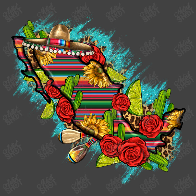 Mexico Map With Leopard And Sunflowers Vintage T-shirt | Artistshot