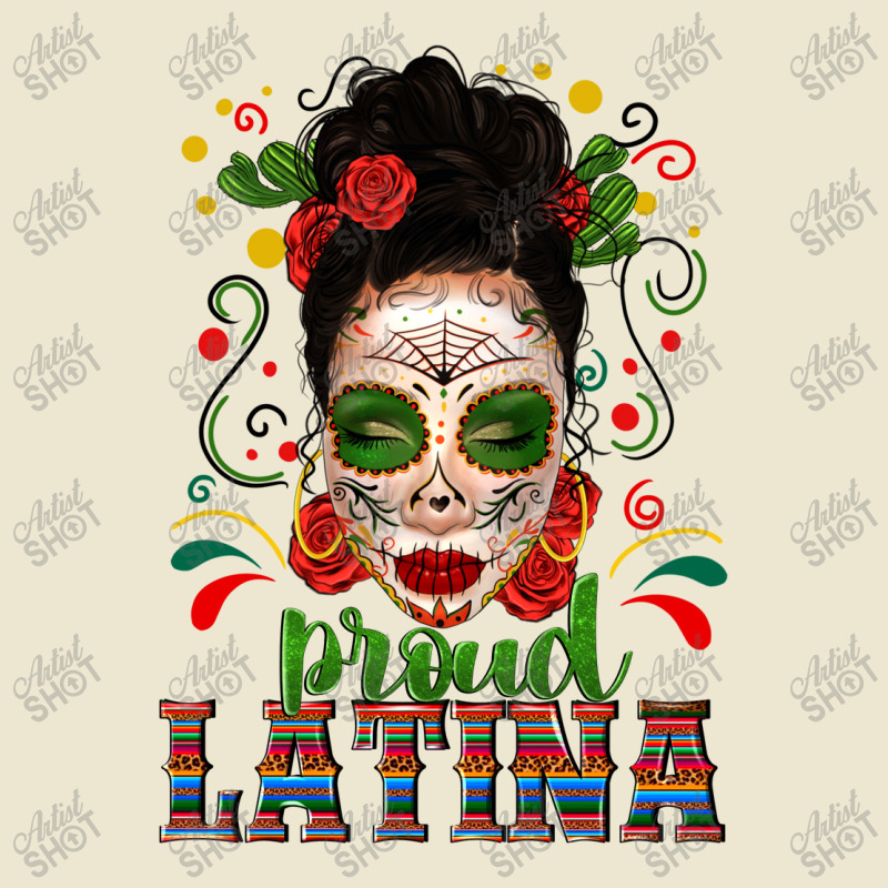 Proud Latina Skull Girl Messy Bun Cropped Hoodie by enoddigitalart@gmail.com | Artistshot