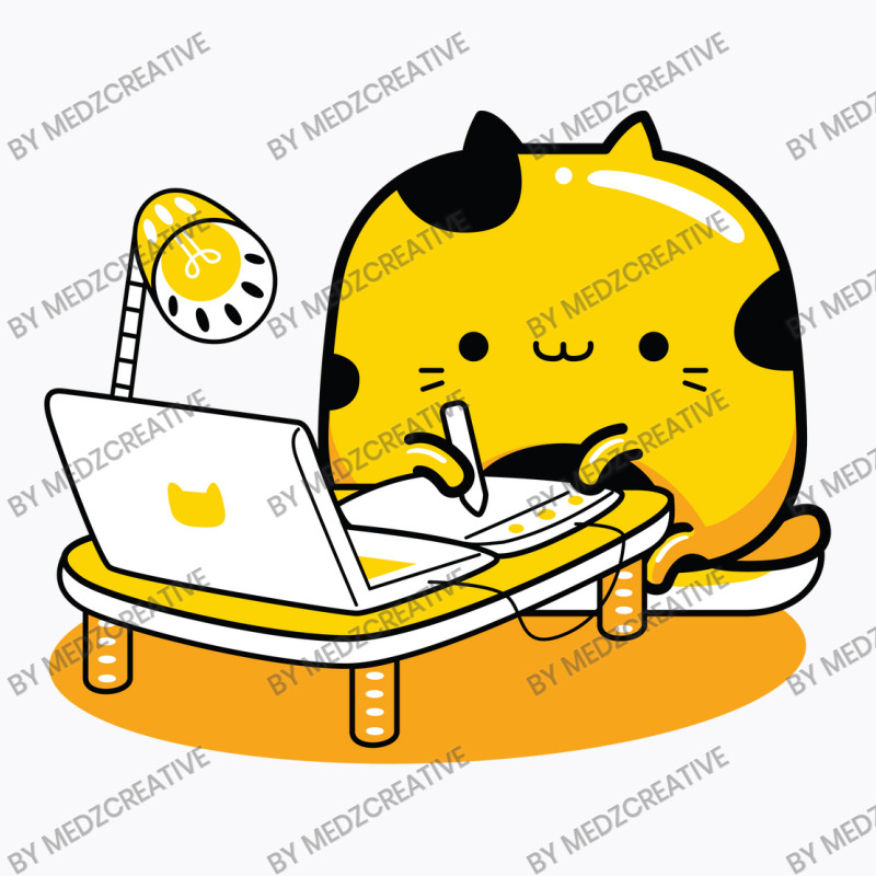 Yellow Cat Illustrator Profession T-shirt | Artistshot