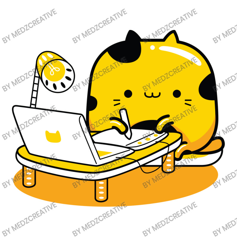 Yellow Cat Illustrator Profession Crewneck Sweatshirt | Artistshot