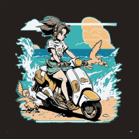 Anime Girl Riding Scooter In Beach Tank Top | Artistshot