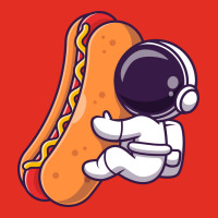 Cute Astronaut With Hot Dog Cartoon Yellow Graphic T-shirt | Artistshot