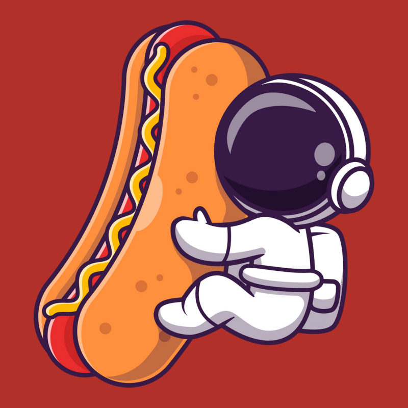 Cute Astronaut With Hot Dog Cartoon Yellow Crewneck Sweatshirt | Artistshot