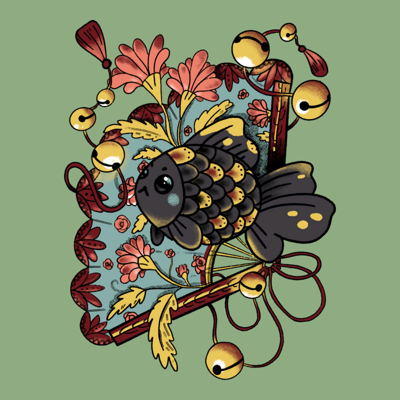 Asian Goldfish With Fan And Pink Flowers Red Graphic T-shirt by sbusiozald | Artistshot