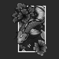 Koi Fish Gliding Through Water And Flowers Grey Ed Printed Hat | Artistshot