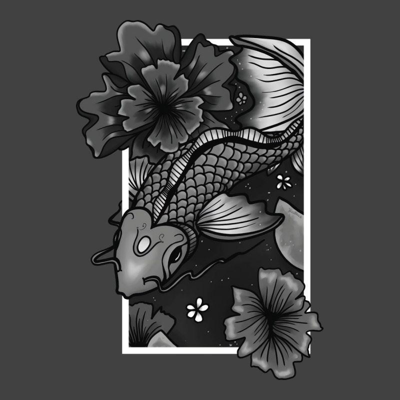 Koi Fish Gliding Through Water And Flowers Grey Ed Vintage T-shirt | Artistshot