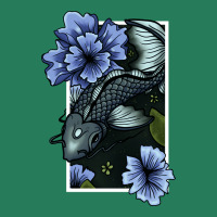 Koi Fish Swimming Through Water And Flowers Silver T-shirt | Artistshot