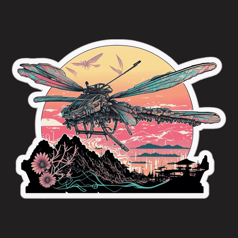 Dragon Fly In Kanagawa Wave T-shirt | Artistshot