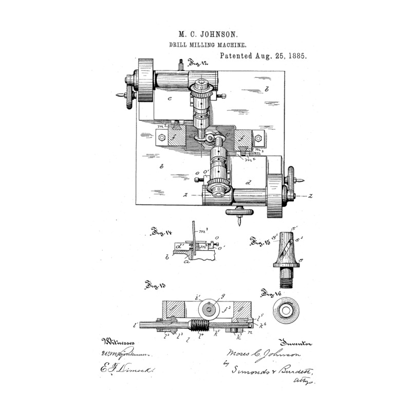 Drill Milling Machine Vintage Patent Hand Drawing Men's Long Sleeve Pajama Set | Artistshot