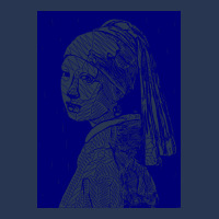 Girl With A Pearl Earring Vector Art In Blue Girl Ladies Denim Jacket | Artistshot