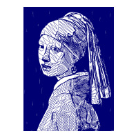 Girl With A Pearl Earring Vector Art In Blue Girl Maternity Scoop Neck T-shirt | Artistshot