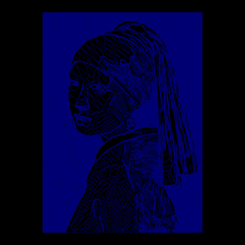 Girl With A Pearl Earring Vector Art In Blue Girl Cropped Sweater by ulnitsnilsow | Artistshot