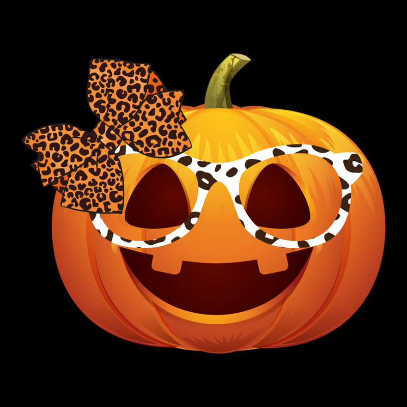 Cute Pumpkin Face With Leopard Print Glasses Girls Long Sleeve Shirts | Artistshot