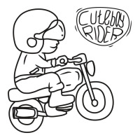 Line Art Of Cute Boy Motorcycle Rider Cartoon Crewneck Sweatshirt | Artistshot