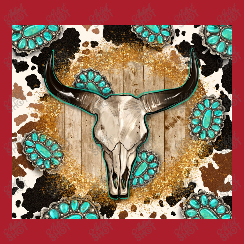 Western Bull Skull Wit Cowhide And Gemstone Youth Tee | Artistshot