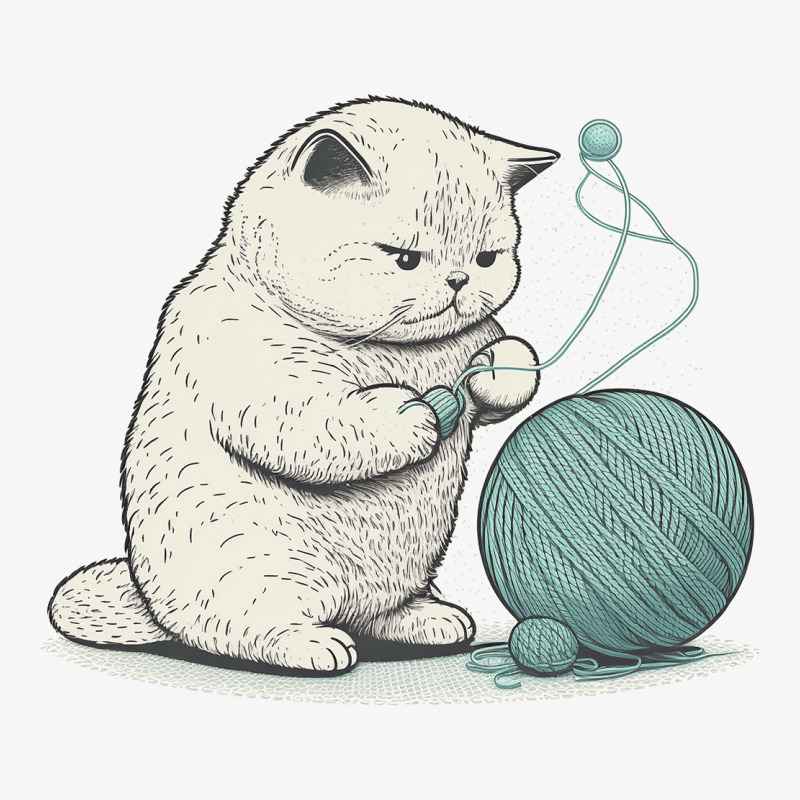 Cat Anime Play With Ball Of Thread Ladies Fitted T-Shirt by DuncanMullen | Artistshot