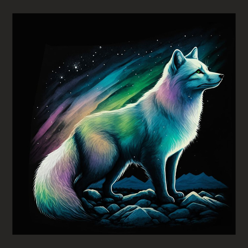 White Fox Standing On Rock Ladies Fitted T-Shirt by Creative Corner | Artistshot