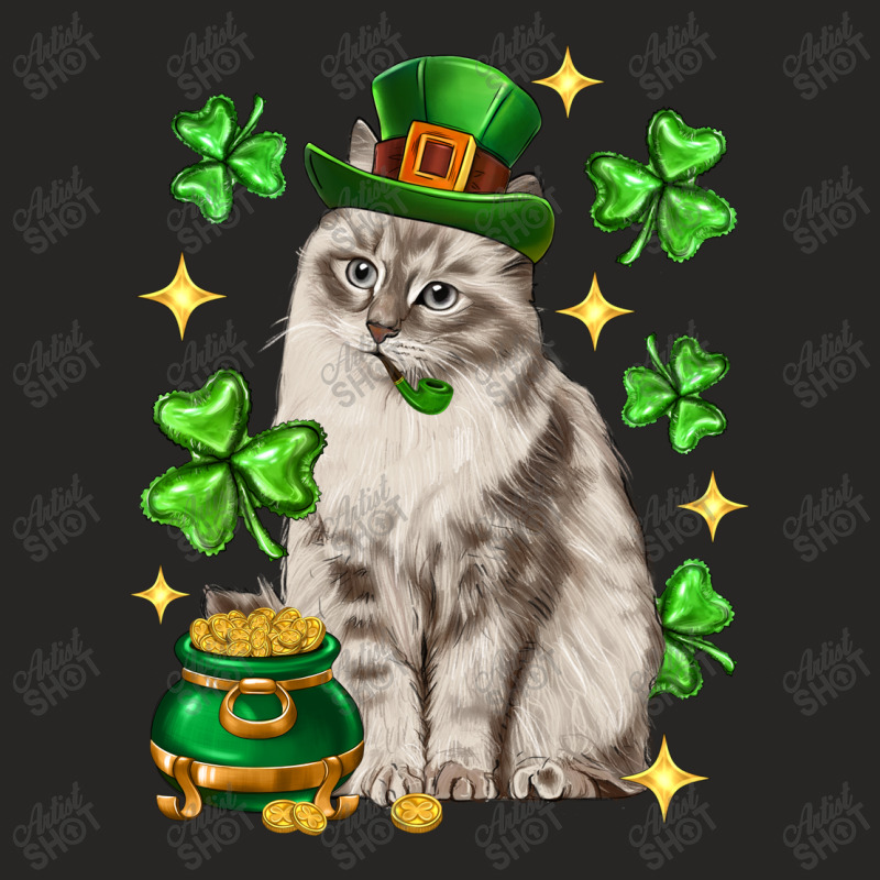 St. Patrick's Day Siberian Cat Ladies Fitted T-Shirt by enoddigitalart@gmail.com | Artistshot