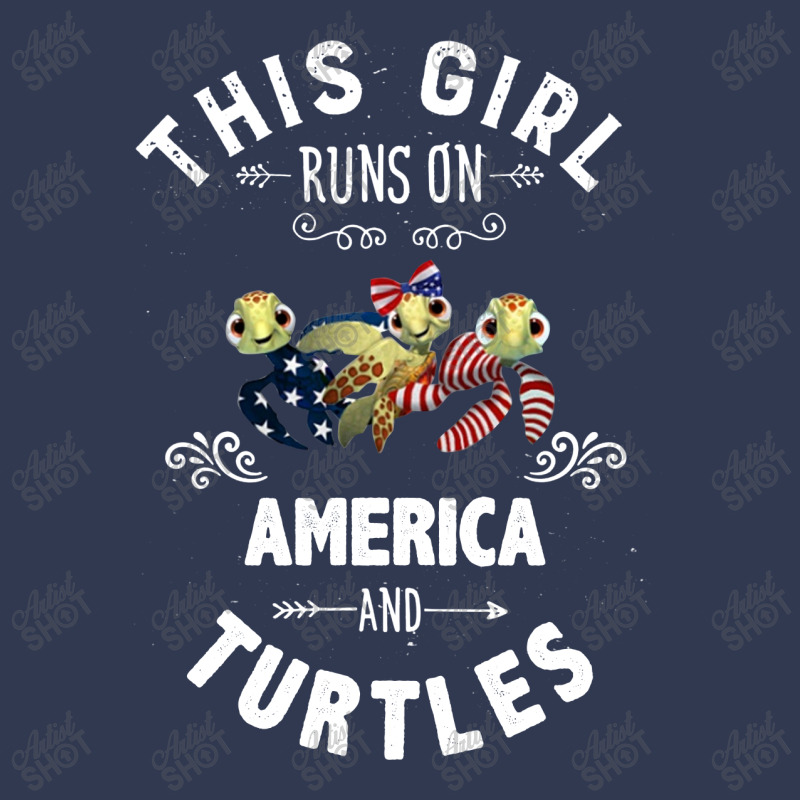 This Girl Runs On America And Turtles American Flag Patriotic 4th Of J Basic T-shirt by hoainv | Artistshot