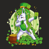 St Patricks Dabbing Unicorn Kids Leprechaun Lepric Ladies Fitted T-shirt | Artistshot