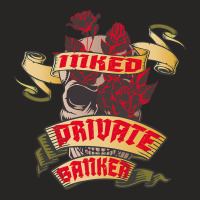 Private Banker Inked Skull Red Roses Tattoo Ladies Fitted T-shirt | Artistshot