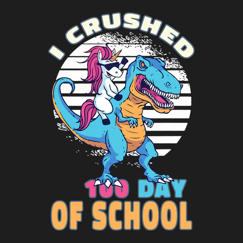 Retro I Crushed 100 Days Of School Unicorn Trex Bo Classic T-shirt by MarquisGoldsmith | Artistshot