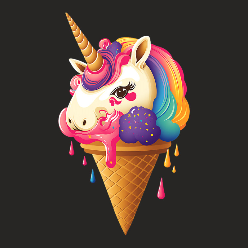 Rainbow Unicorn Ice Cream Ladies Fitted T-Shirt by RenaHetrick | Artistshot