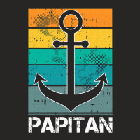 Captain Papa Fathers Day Retro Boat Anchor Sailor  Ladies Fitted T-shirt | Artistshot