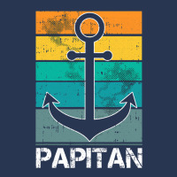 Captain Papa Fathers Day Retro Boat Anchor Sailor  Ladies Denim Jacket | Artistshot