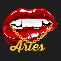 Aries Girl Juicy Lips Gold Chain Astrology Zodiac  Classic T-shirt | Artistshot