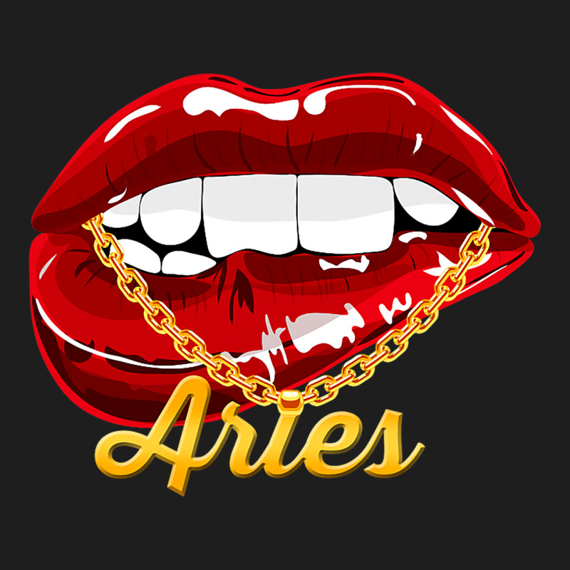 Aries Girl Juicy Lips Gold Chain Astrology Zodiac  Classic T-shirt by CalliopEasley | Artistshot