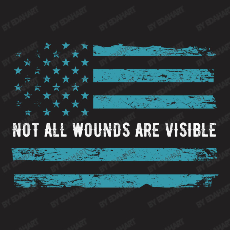 Ptsd Awareness Not All Wounds Are Visible Usa Flag In Tale Colors T-shirt | Artistshot