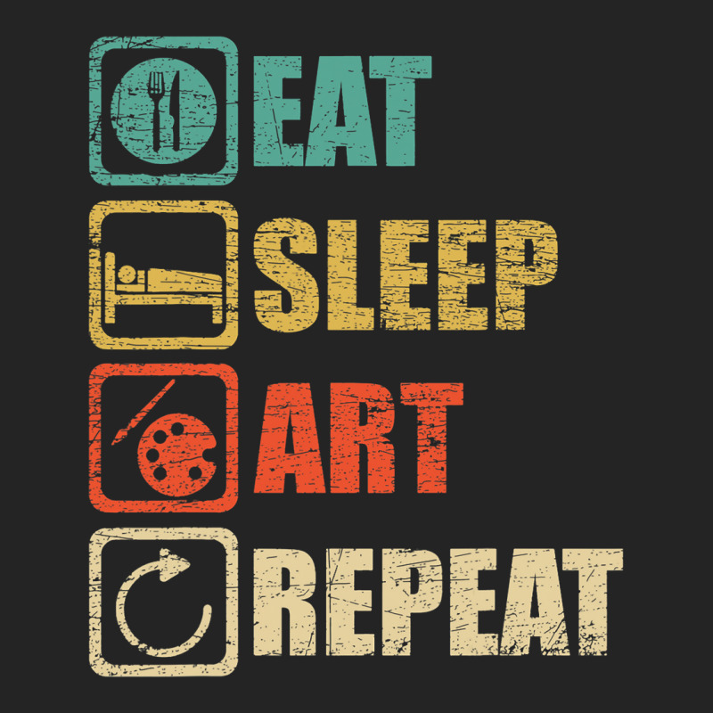 Eat Sleep Art Repeat Funny Artist Painter T-shirt 3/4 Sleeve Shirt | Artistshot